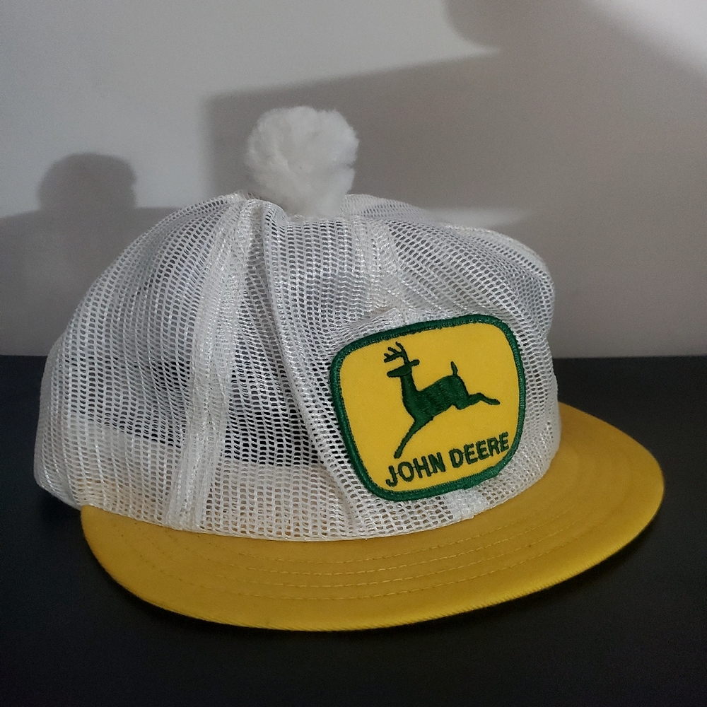 John Deere White and Yellow Mesh Cap